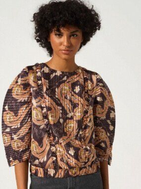 NWT Cotelac Satin Balloon Blouse with Matching Maxi Skirt. Size 1 (M)